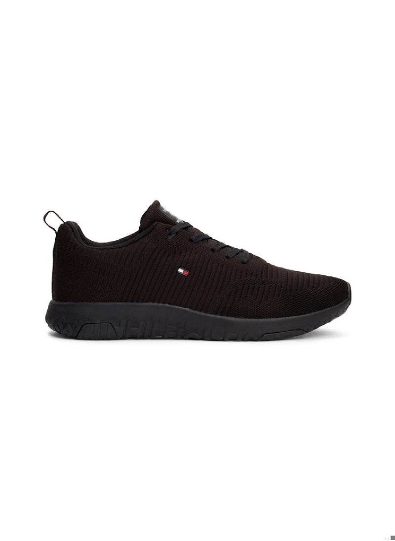 TOMMY HILFIGER - Men's Signature Knitted Sneakers - Polyester, Black - Image 1
