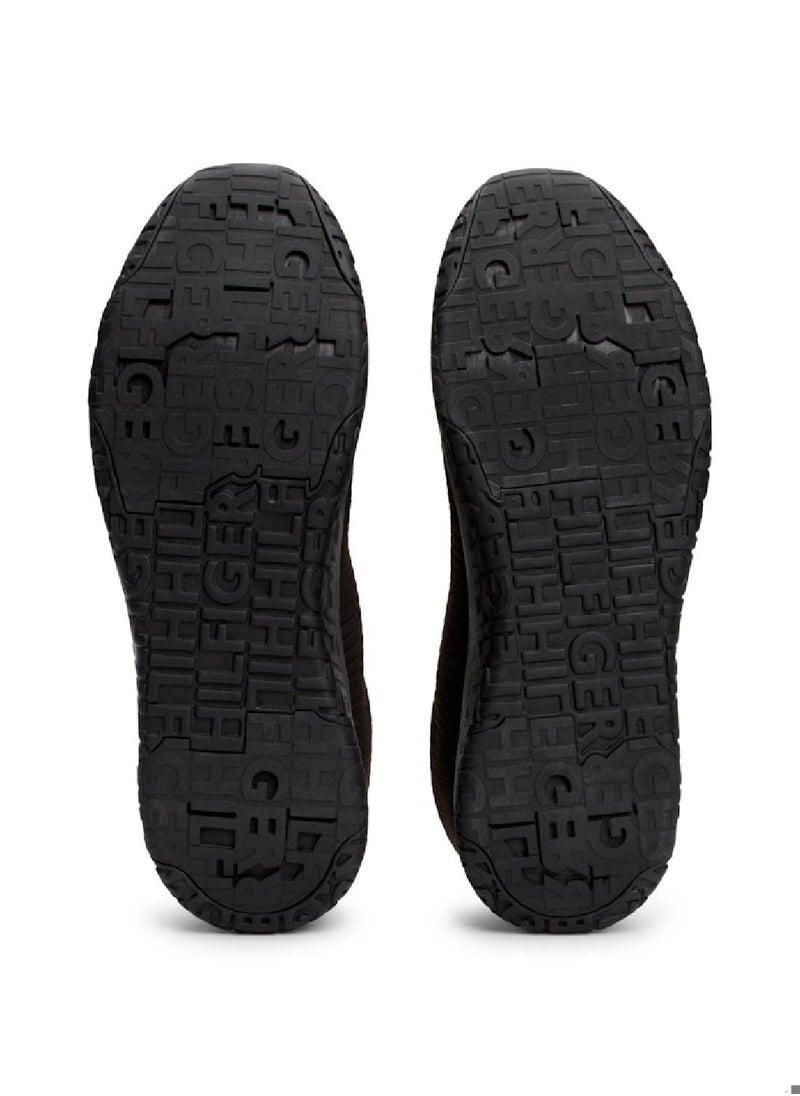 TOMMY HILFIGER - Men's Signature Knitted Sneakers - Polyester, Black - Image 1