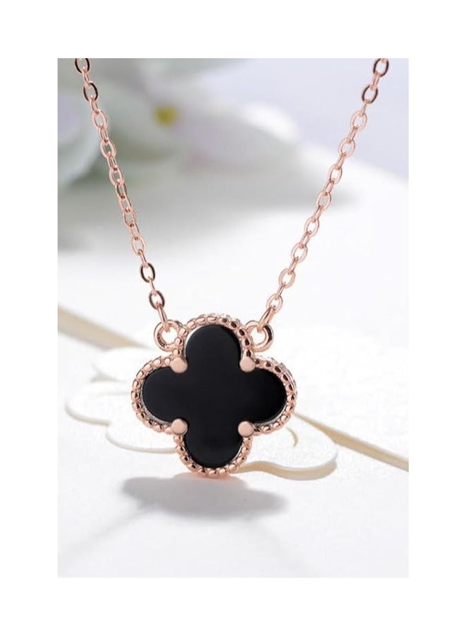 بونكا قلادة نسائية انيقة بتصميم عصري مع دلاية متنوعة من بونكا سلسلة نحاسي حجر أسود - Image 3