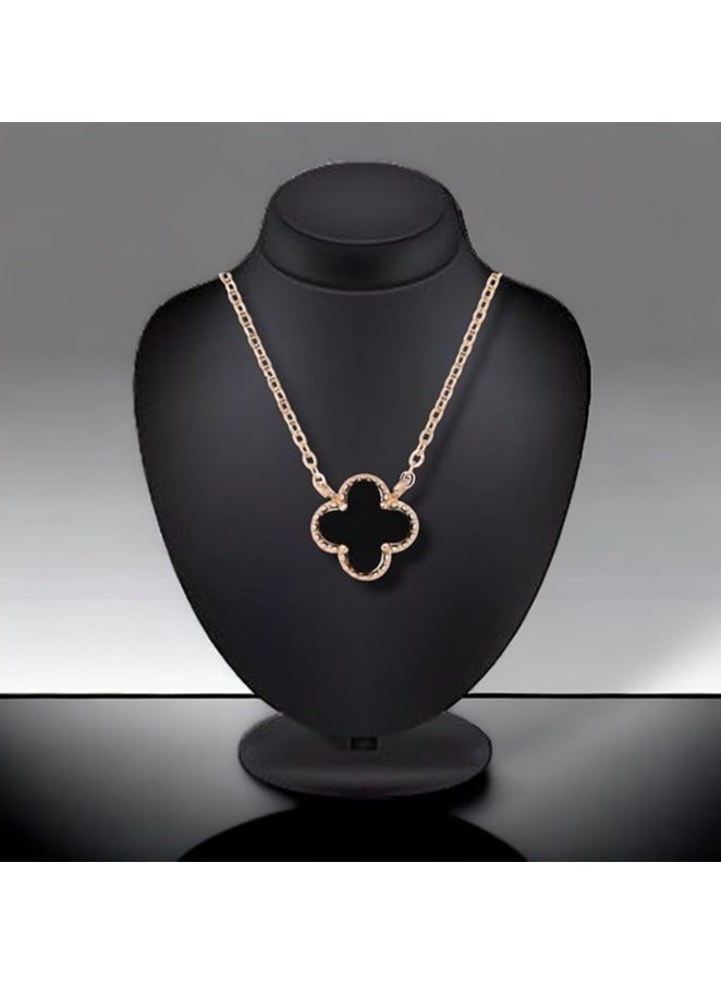 بونكا قلادة نسائية انيقة بتصميم عصري مع دلاية متنوعة من بونكا سلسلة نحاسي حجر أسود - Image 4