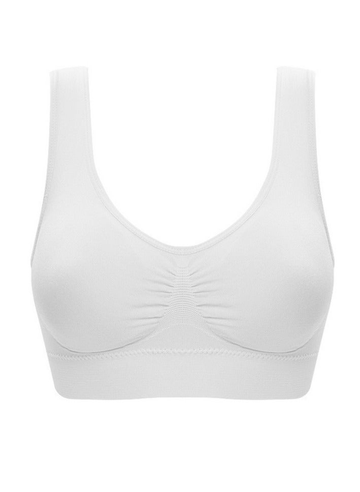AROAQ Women Sports Bra, Fitness Sports Yoga Bra with Removable Padding,  Double-layer Seamless  Sports Bra without Rims, Comfortable Soft Bra for Workouts Running Yoga Trainings, (Size S, White) - Image 1