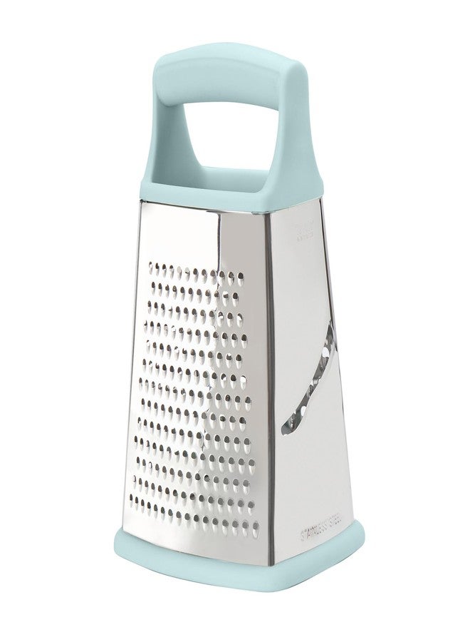 Tovolo Elements 4-Sided Box Grater - Stainless Steel Cheese Shredder with Coarse Medium Fine Slice Sides, Comfortable Handle & Stable Base for Kitchen Prep, Large, Blue Haze - Image 1