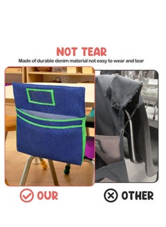 Y&D Chairback Pockets Chart with 2 Heavy Duty Storage Pocket,School Supplies Seat Sacks,Standard Denim Organizer for Classroom Chair, Supplies, Student Name Tag With Pocket (Green)  - Image 3