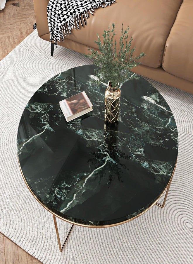 Wallercity Emerald Green/Black Marble Contact Paper for Bathroom Kitchen Waterproof Peel and Stick Coutnertops Wallpaper 15.8''x78.7'' Glossy Black/Cyan Marble Vinyl Stick Paper for Furniture Decor - Image 4