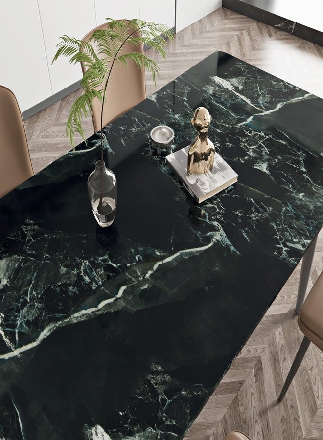 Wallercity Emerald Green/Black Marble Contact Paper for Bathroom Kitchen Waterproof Peel and Stick Coutnertops Wallpaper 15.8''x78.7'' Glossy Black/Cyan Marble Vinyl Stick Paper for Furniture Decor - Image 3