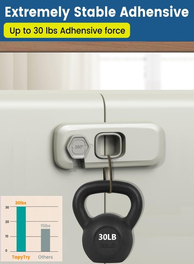 PENMAMA 4 Pack Child Proof Fridge Locks with 3M Adhesive Back, Fridge Lock for Refrigerators, Oven Lock, Drawers, Cabinets and Freezers, Safety Locks - Image 4