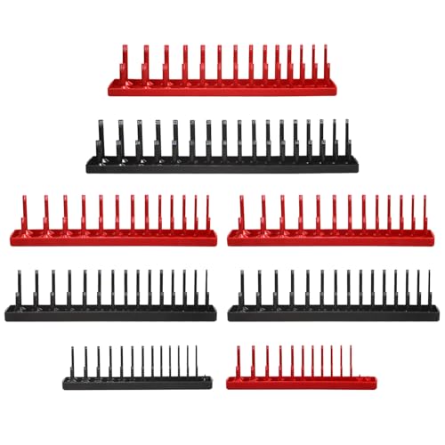 AIUITIO 8PCS Socket Organizer Tray SetSAE Metric Socket Trays 2PCS 14 4PCS 38 2PCS 12 Drive Deep and Shallow Socket Holders for Toolboxes 8pcs socket organizer - Image 1