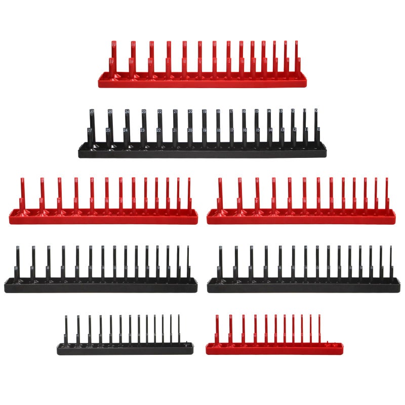 AIUITIO 8PCS Socket Organizer Tray SetSAE Metric Socket Trays 2PCS 14 4PCS 38 2PCS 12 Drive Deep and Shallow Socket Holders for Toolboxes 8pcs socket organizer - Image 2