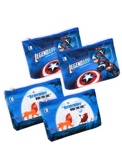 Kuber Industries Kuber Industries Pack of 4 Pencil Pouch | Square Stationary Pouch | Pen-Pencil Box for Kids | School Geometry Pouch | Pencil Utility Bag | Zipper Pencil Organizer | Royal Blue & Blue  - Image 1