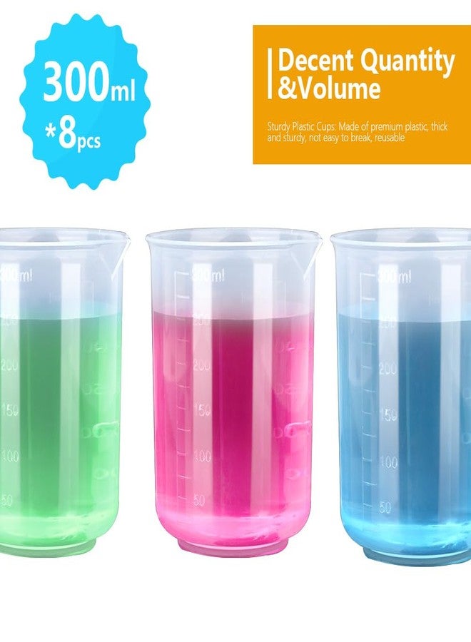 LEOBRO 8PCS Resin Mixing Cups, 300ML Plastic Measuring Cups for Resin, Paint Mixing Cups, Plastic Beakers, Liquid Measuring Cups - Image 2