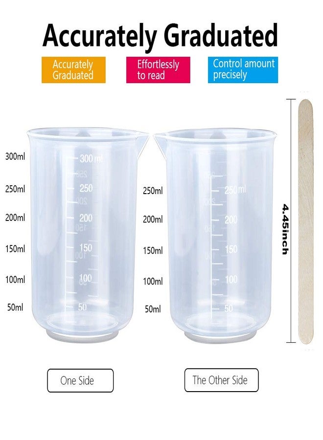 LEOBRO 8PCS Resin Mixing Cups, 300ML Plastic Measuring Cups for Resin, Paint Mixing Cups, Plastic Beakers, Liquid Measuring Cups - Image 4