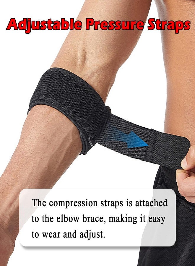 FVVWVV 2pcs Tennis Elbow Brace for Men & Women, Adjustable Elbow Strap with Compression Pad for Arm, Forearm, Tendonitis Pain Relief, Tennis & Golfer's Elbow (Black (2 Piece)) - Image 3