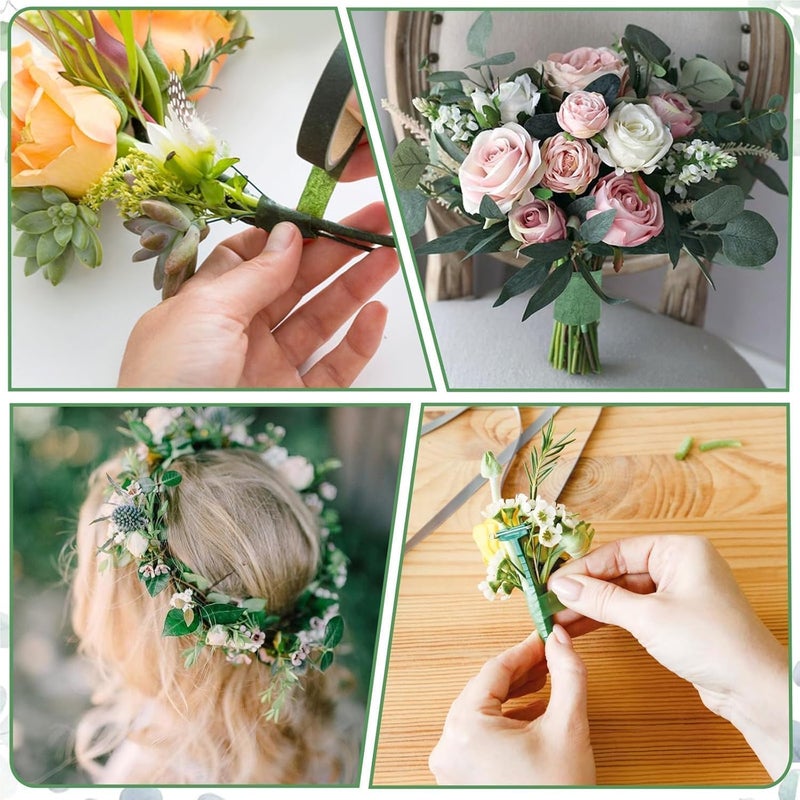 HZYH 9 Rolls Floral Tape, 1/2 Inch x 30 Yard Green Floral Tape, Crepe Paper Material, Sticky, Easy to Tear, No Scissors Needed, for Floral Crafts, Bouquet Stem Wrapping, Wedding Bouquets, Flower Crowns - Image 4