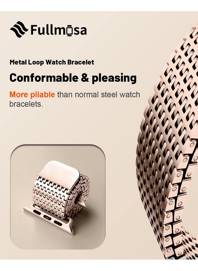 Fullmosa Fullmosa Compatible Apple Watch Band 45mm 44mm 42mm, Stainless Steel Mesh Loop Magnetic Clasp iWatch Strap with TPU Case for Apple Watch Series 9 8 7 6 5 4 3 2 1 SE SE2 (Rose Gold) - Image 4