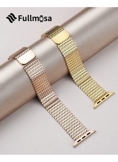 Fullmosa Fullmosa Compatible Apple Watch Band 45mm 44mm 42mm, Stainless Steel Mesh Loop Magnetic Clasp iWatch Strap with TPU Case for Apple Watch Series 9 8 7 6 5 4 3 2 1 SE SE2 (Rose Gold)  - Image 2