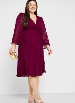 Belted Chevron Detail Dress