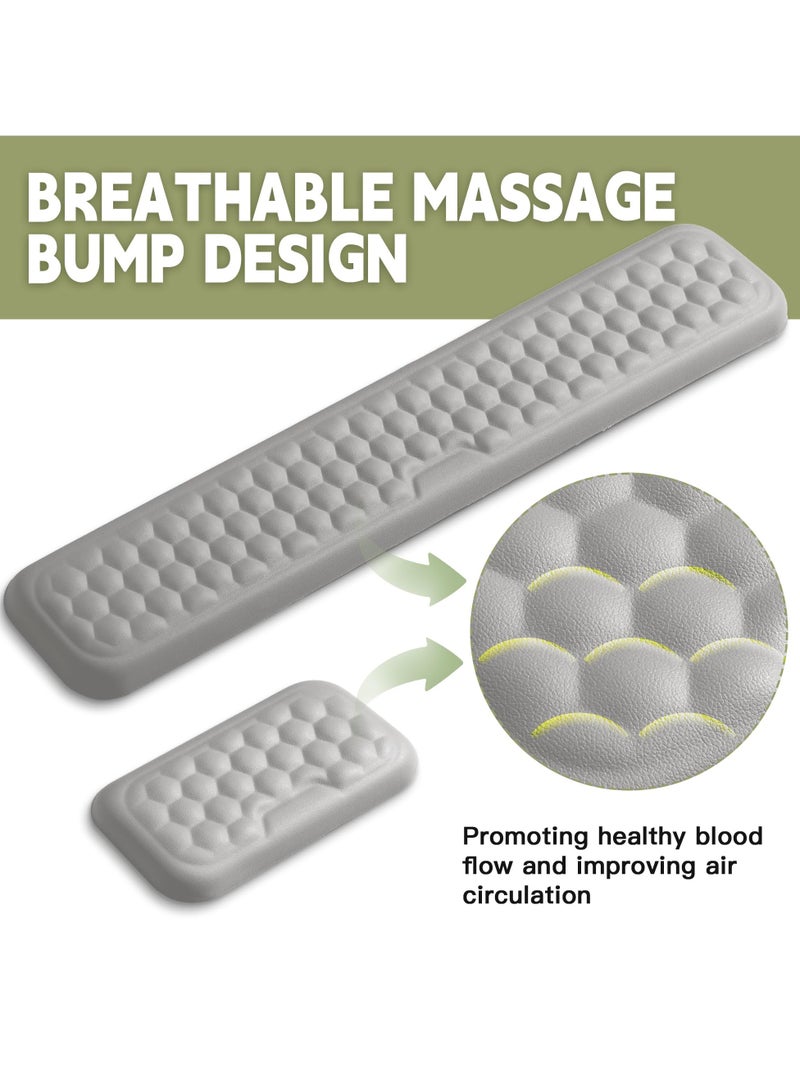 LumsAura Wrist Rest for Keyboard and Mouse, Mouse Wrist Support Pad Combo with Massage Design, Memory Foam Non-Slip Wrist Rest PU Base Set for Pain Relief Desk Office Laptop Gaming, Gray - Image 3