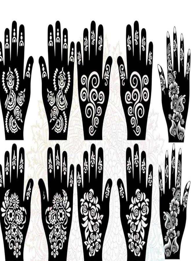 D KING Mehendi Stencil Stickers (Pack of 8) Bridal Mehendi Stencils Heena Mehandi Sticker for Festivals Functions Girls Women (sku_22) - Image 1