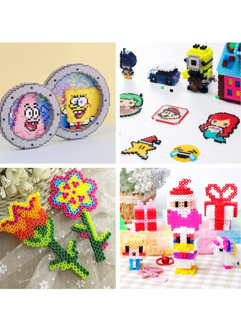 LAIAOCISI Fuse Beads Kit Art Crafts Set for Boys and Girls, 24 Colors 5mm Melting Iron Beads Set Including Mini Craft Iron, Pegboards, Ironing Paper, Tweezers, Colorful Hooks, Headbands and Hairpins (Accessories are colored randomly)  - Image 4