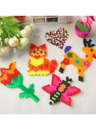 Fuse Beads Kit Art Crafts Set for Boys and Girls, 24 Colors 5mm Melting Iron Beads Set Including Mini Craft Iron, Pegboards, Ironing Paper, Tweezers, Colorful Hooks, Headbands and Hairpins (Accessories are colored randomly) - view 5