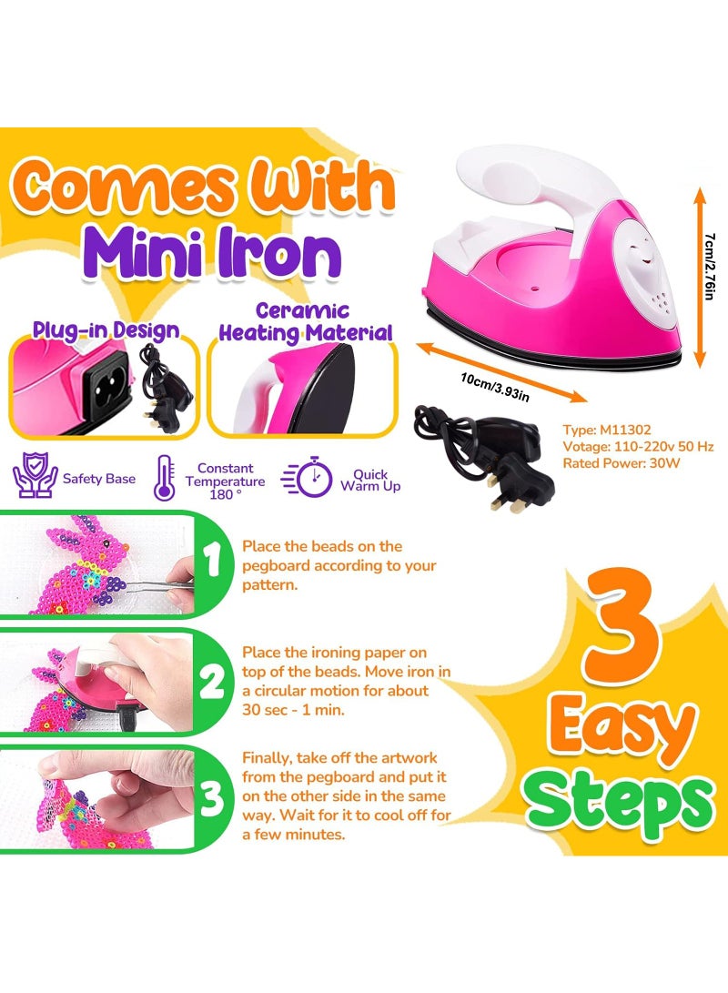 لياوسيسي مجموعة حبات الصمامات مجموعة الحرف الفنية للأولاد والبنات ، مجموعة حبات حديدية ذوبان 24 لونا 5 مم بما في ذلك الحديد الحرفي الصغير ، ألواح المشابك ، ورق الكي ، الملقط ، السنانير الملونة ، عصابات الرأس ودبابيس الشعر (يتم تلوين الملحقات بشكل عشوائي) - Image 3