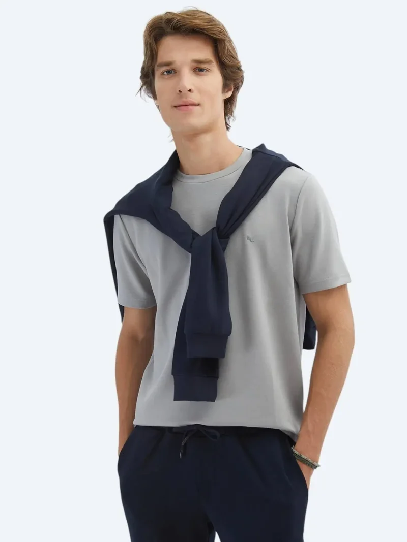 Kip Grey Plain Crew Neck T-Shirt