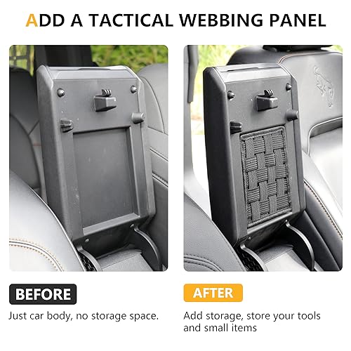 RERPRO Center Console Organizer Storage Compatible with 2021 2022 2023 2024 2025 Ford Bronco 2/4 Door Interior Accessories Armrest Tactical Webbing Molle Panel, 1 Pack Black - Image 3