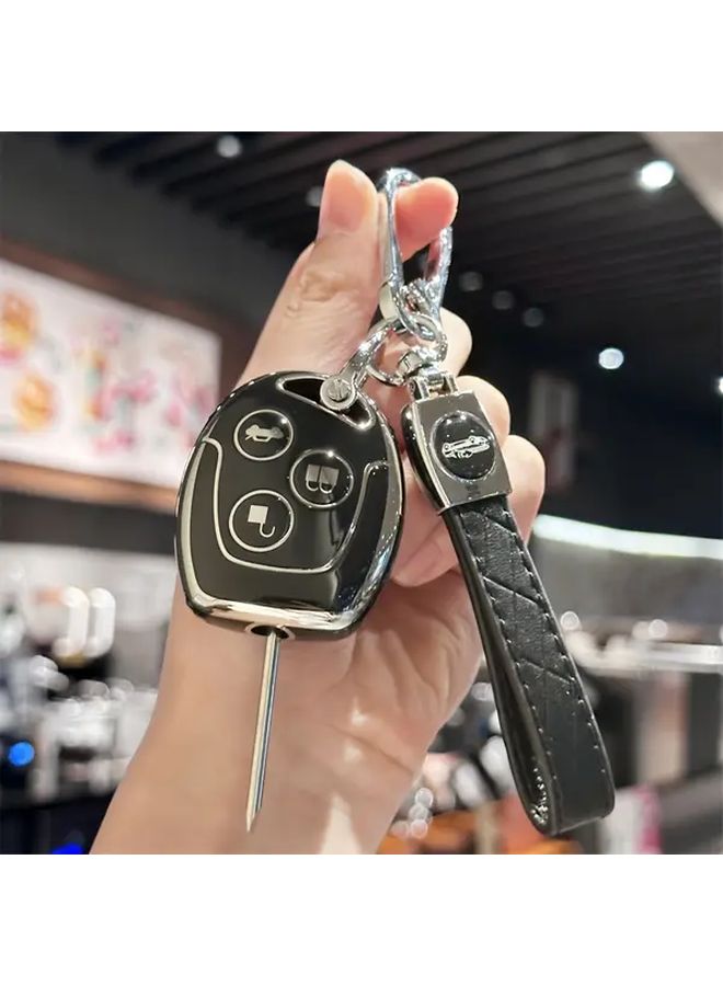 غطاء مفتاح TPU الأسود لسيارات فورد فوكس C ماكس مونديو MK3 MK4 فييستا MK5 MK7 مع قبضة محسنة وحامل متين - Image 5