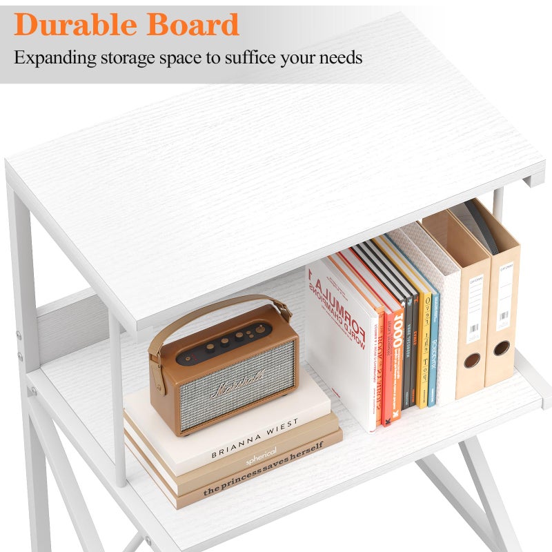 aboxoo Printer Stand for Desk, Desktop Printer Shelf Large 3-Tier Multi-Purpose Office Organization Shelves for Home Office, White - Image 5