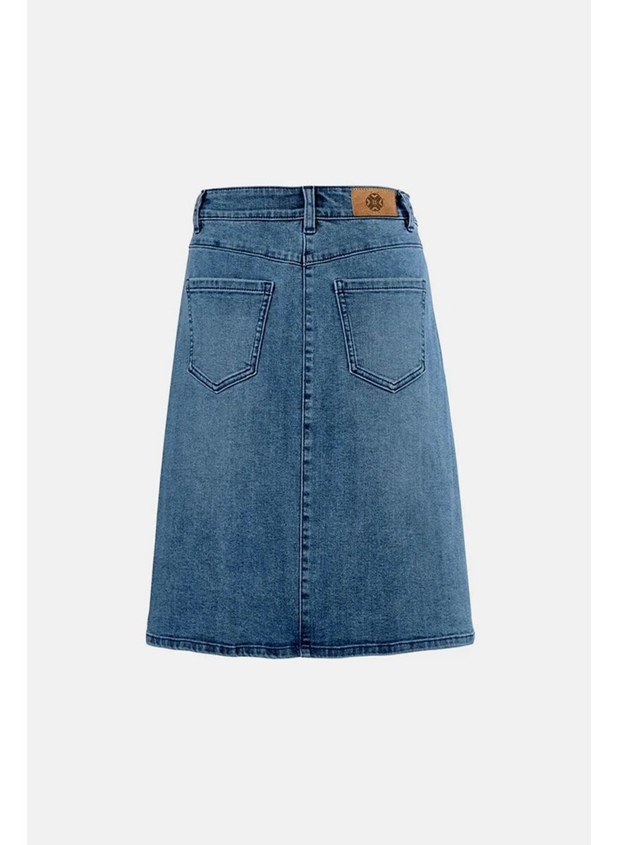 Tchibo Women Washed Mini Denim Skirt, Blue  - Image 3