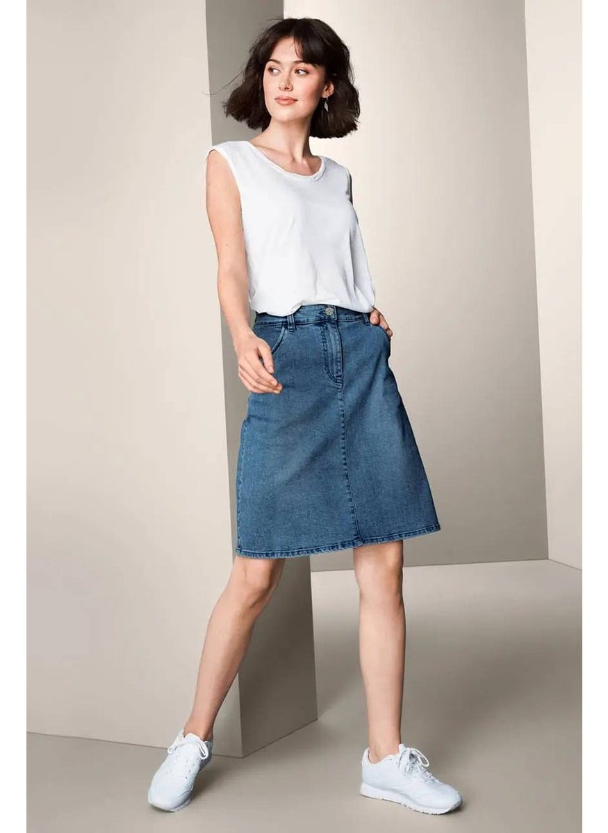 Tchibo Women Washed Mini Denim Skirt, Blue  - Image 1