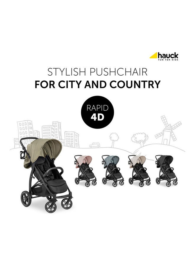 Hauck Rapid 4D Stroller – Lightweight 25 kg, City & All-Terrain Use, One-Hand Quick Fold, Reclining Seat, Large Rubber Wheels, Height-Adjustable Handlebar, UPF 50+ Sun Canopy – Rose - Image 2