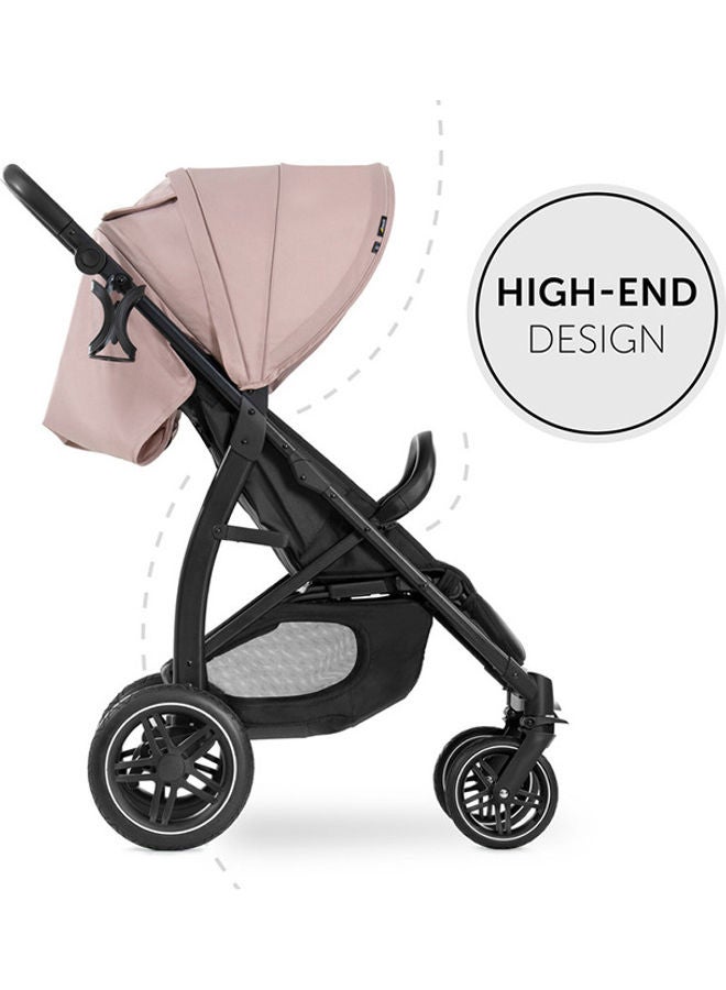 Hauck Rapid 4D Stroller – Lightweight 25 kg, City & All-Terrain Use, One-Hand Quick Fold, Reclining Seat, Large Rubber Wheels, Height-Adjustable Handlebar, UPF 50+ Sun Canopy – Rose - Image 3