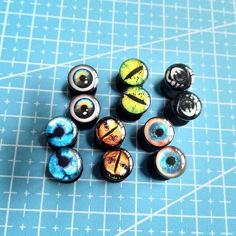 FLYUN Fake Gauges, 6 Pairs Men's Earrings, Faux Plugs Black Stud Surgical Steel Screw Flat Back Punk Earrings Hypoallergenic 18G/1MM - Image 5