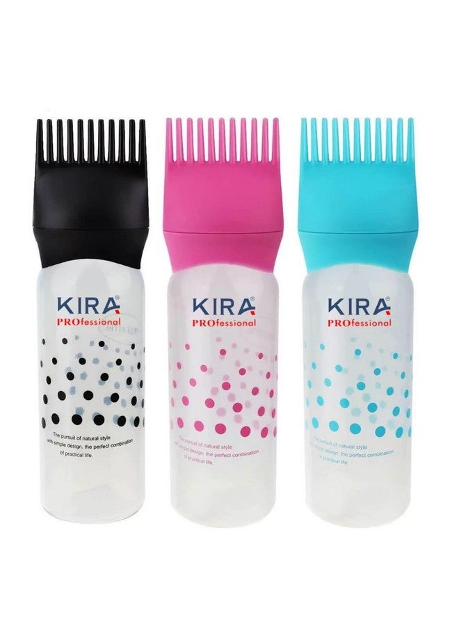 KIRA Oil Applicator Bottle With Combo Flip To Cap, Plug, Root Applicator For Applying Hair Oil, Shampoo And Hair Dyeing (Multicolour) (Pack Of 1) - Image 2