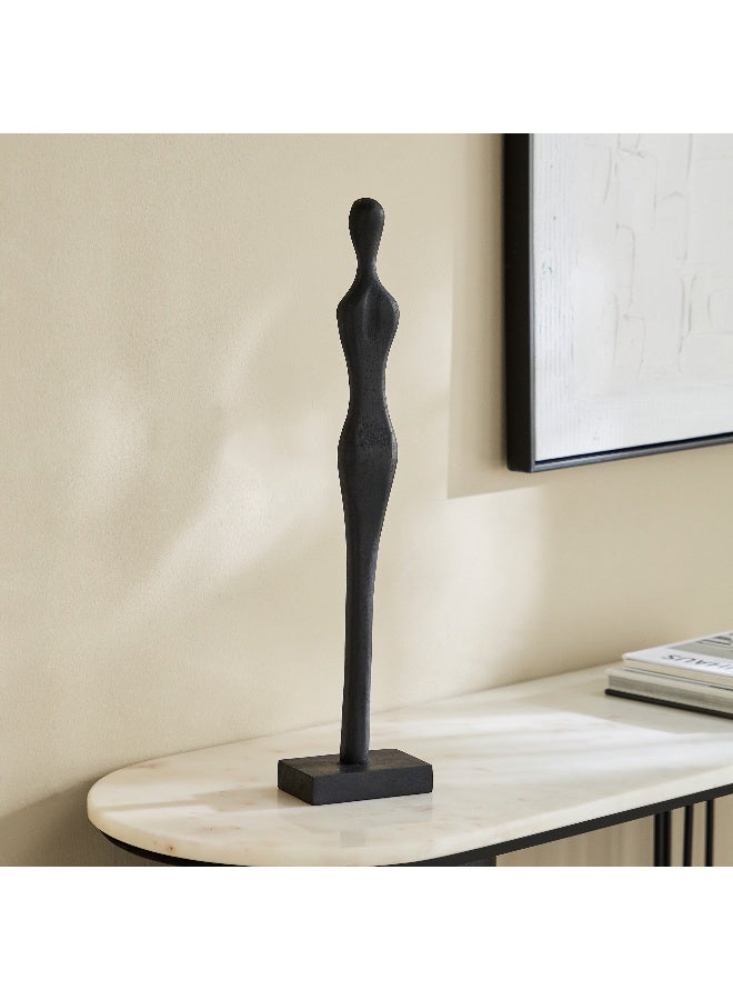 Home Box Rayon Wooden Human Figurine Table Decor with Wooden Base - 12x7.5x54 cm - Image 1