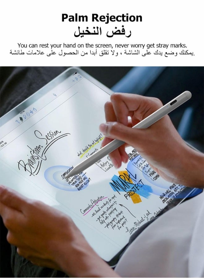 iPad Pencil for iPad 9th & 10th Generation with Palm Rejection, Stylus Pen Compatible with Apple iPad【2018-2022 All Gen】, iPad 6/7/8/9/10, iPad Pro 11/12.9-inch, iPad Mini 5/6, iPad Air 3/4/5 (White) - Image 5