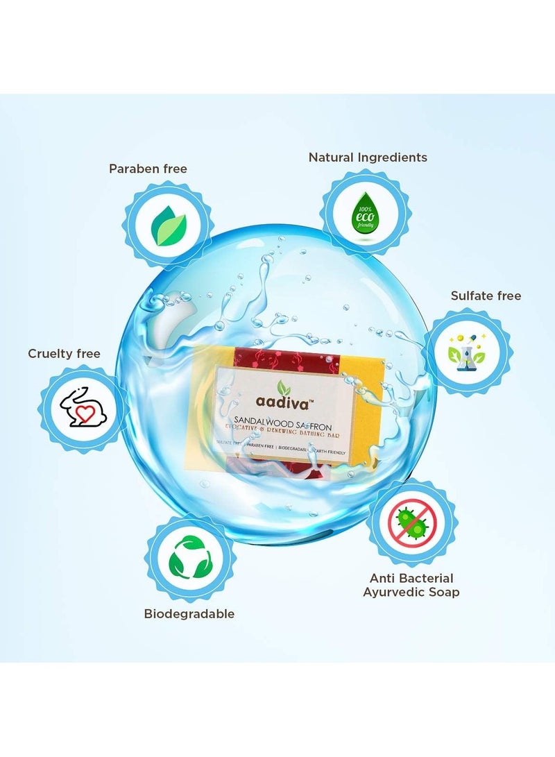 Aadiva صابون الحمام الفاخر من عديva بخلاصة خشب الصندل وزعفران متألق ومتجدد - Image 2
