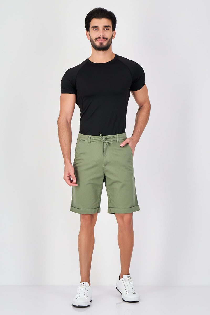 Celio Men Solid Basic Shorts, Olive - Image 4