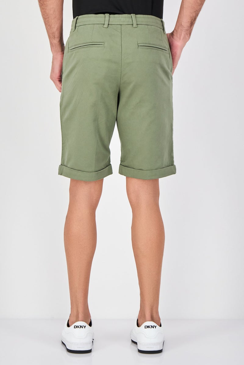Celio Men Solid Basic Shorts, Olive - Image 2