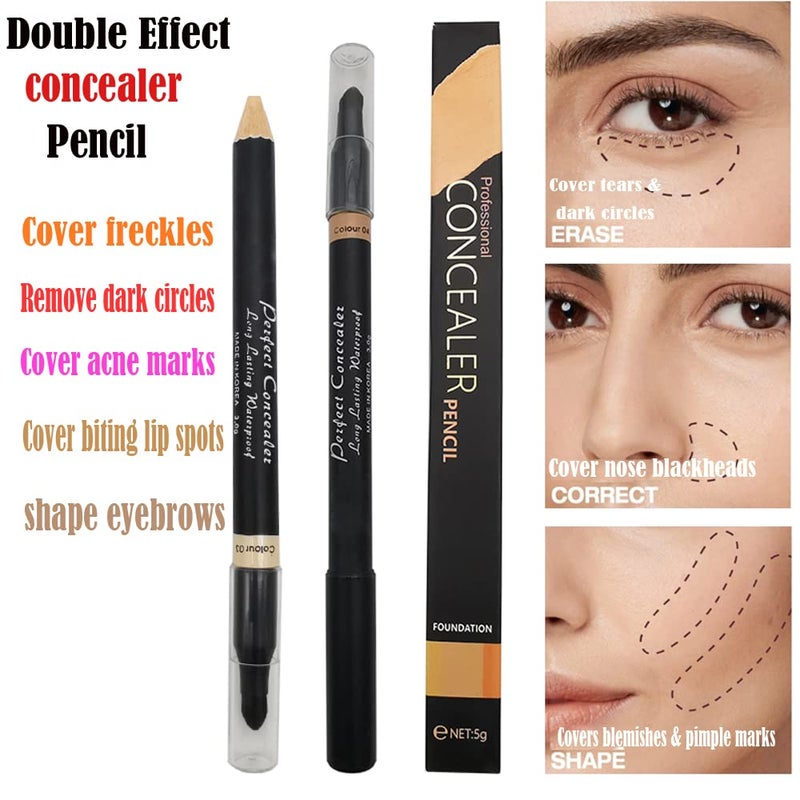 AKARY Face 2 in 1 Dual-Sided Eyebrow & Concealer Crayon Highlighter Stick, Waterproof Foundation for Eye Dark Circles & Blackheads, Concealer Pencil with Brush for Men & Women (#2 Natural) - Image 5