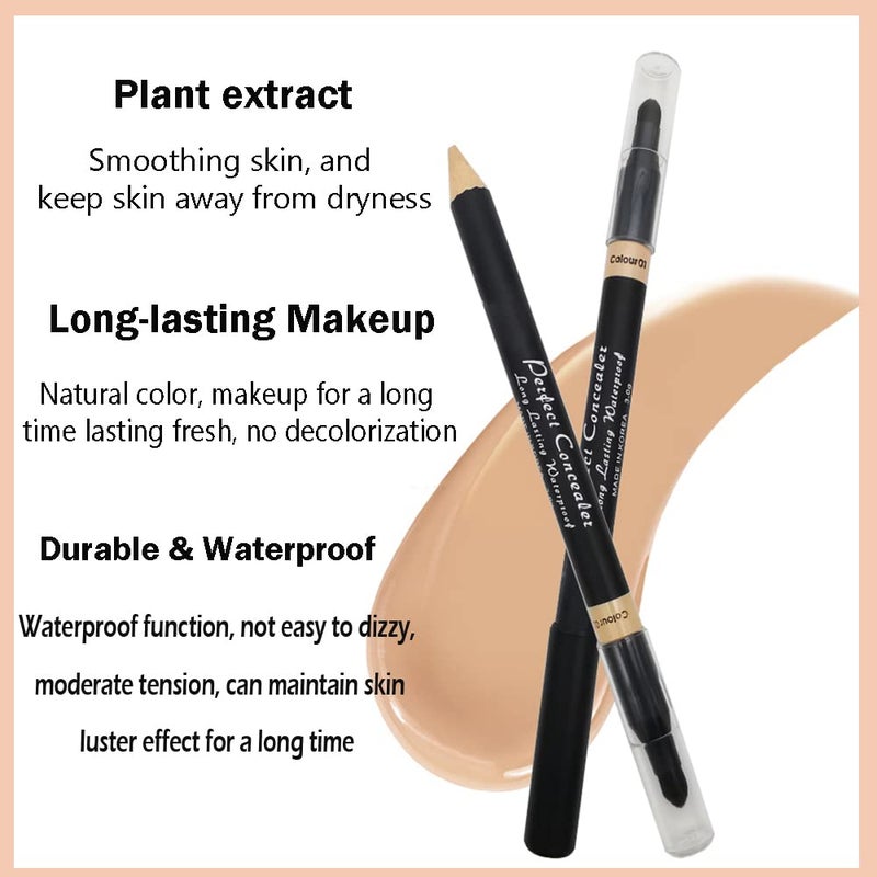 AKARY Face 2 in 1 Dual-Sided Eyebrow & Concealer Crayon Highlighter Stick, Waterproof Foundation for Eye Dark Circles & Blackheads, Concealer Pencil with Brush for Men & Women (#2 Natural) - Image 4