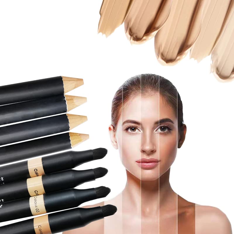 AKARY Face 2 in 1 Dual-Sided Eyebrow & Concealer Crayon Highlighter Stick, Waterproof Foundation for Eye Dark Circles & Blackheads, Concealer Pencil with Brush for Men & Women (#2 Natural) - Image 2