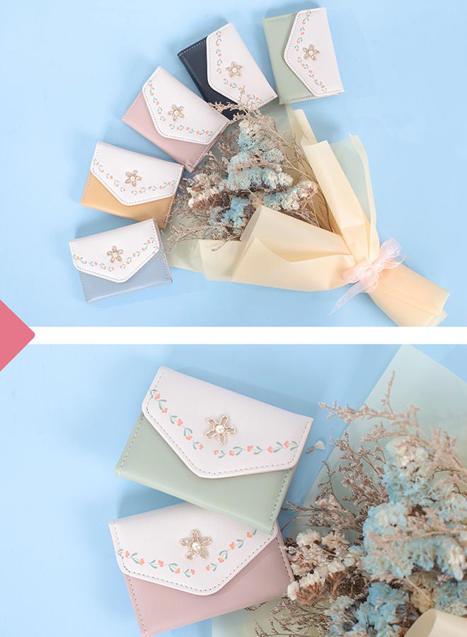 Fresh Flower Printed Ladies Flap Trifold Short Wallet for Women Card Holder Money Bag for Dating and Commute 10.5*8*1.5cm  - Image 3