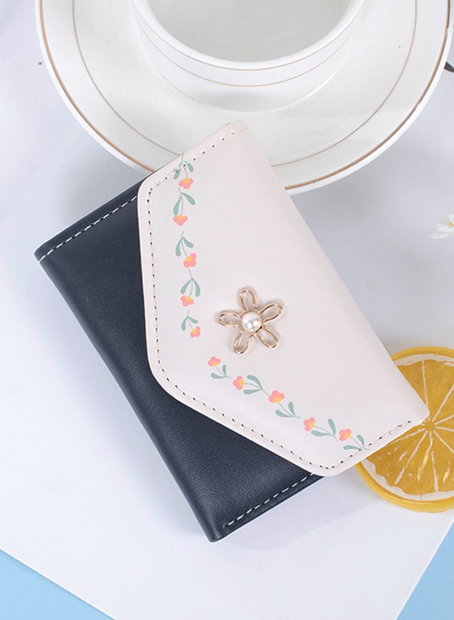 Fresh Flower Printed Ladies Flap Trifold Short Wallet for Women Card Holder Money Bag for Dating and Commute 10.5*8*1.5cm  - Image 1