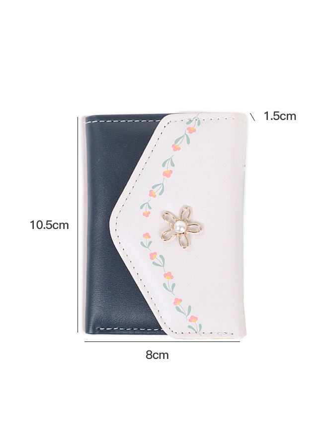 Fresh Flower Printed Ladies Flap Trifold Short Wallet for Women Card Holder Money Bag for Dating and Commute 10.5*8*1.5cm  - Image 2