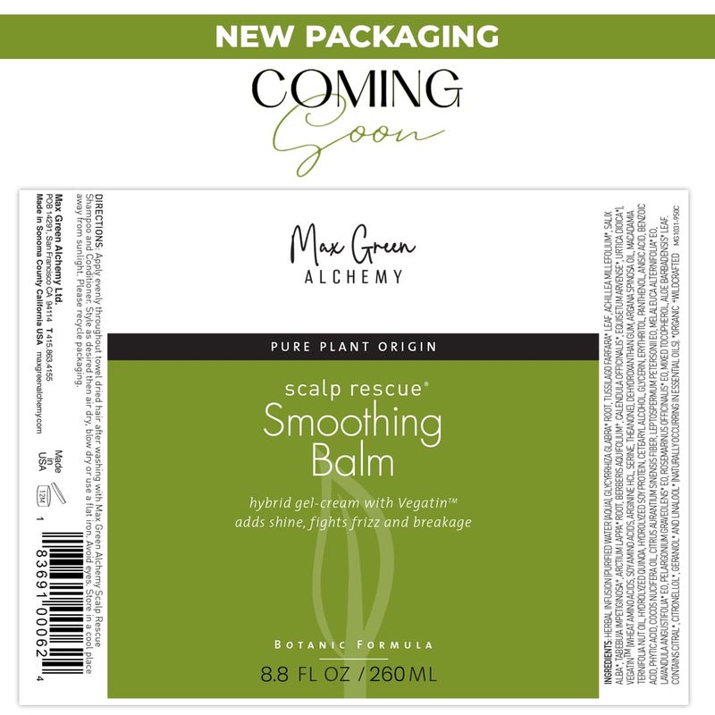 Max Green Alchemy MGA Vegan Hair Smoothing Balm - Scalp Rescue Organic Formula with Keratin Repairs Rough Hair | Hair Care Product with Argan Oil for Men & Women Strengthens & Add Shine to Hair, Synthetic Free 8.8 FLOz - Image 5
