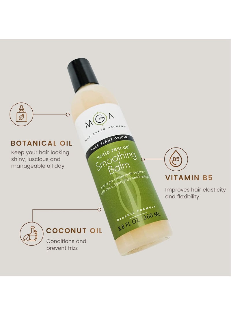 Max Green Alchemy - MGA Vegan Hair Smoothing Balm - Scalp Rescue Organic Formula with Keratin Repairs Rough Hair | Hair Care Product with Argan Oil for Men & Women Strengthens & Add Shine to Hair, Synthetic Free 8.8 FLOz - Image 1