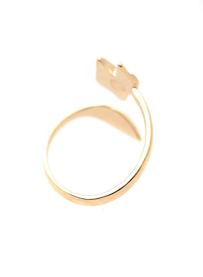 Spinningdaisy Handcrafted Brushed Metal Sleek Fox Head Ring Gold - Image 3