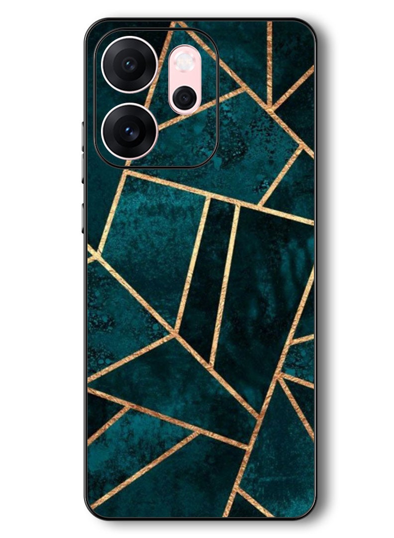 Theodor Case Compatible with Oppo Reno 14 F 6.57 Inch Protection Shockproof Bumper Cover Green Geometrical - Image 1
